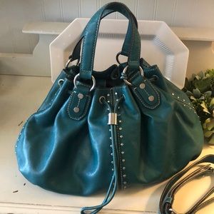 Michael Kors Turquoise Studded Leather Satchel